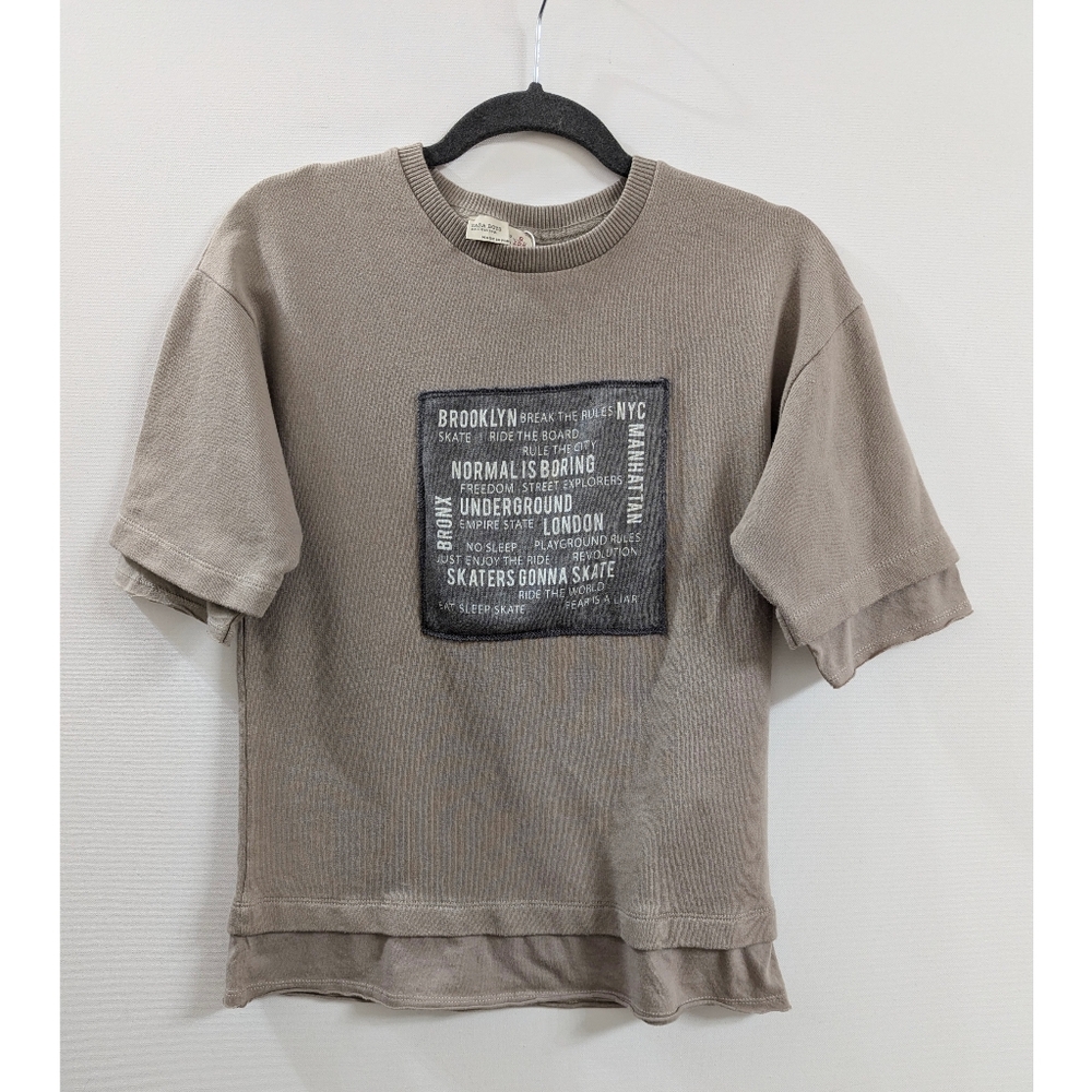 Zara Boys Short Sleeve Sweatshirt NYC BRONX BROOKLYN SKATERS Text Size 8